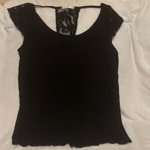 Elegant Black Lace Back Blouse